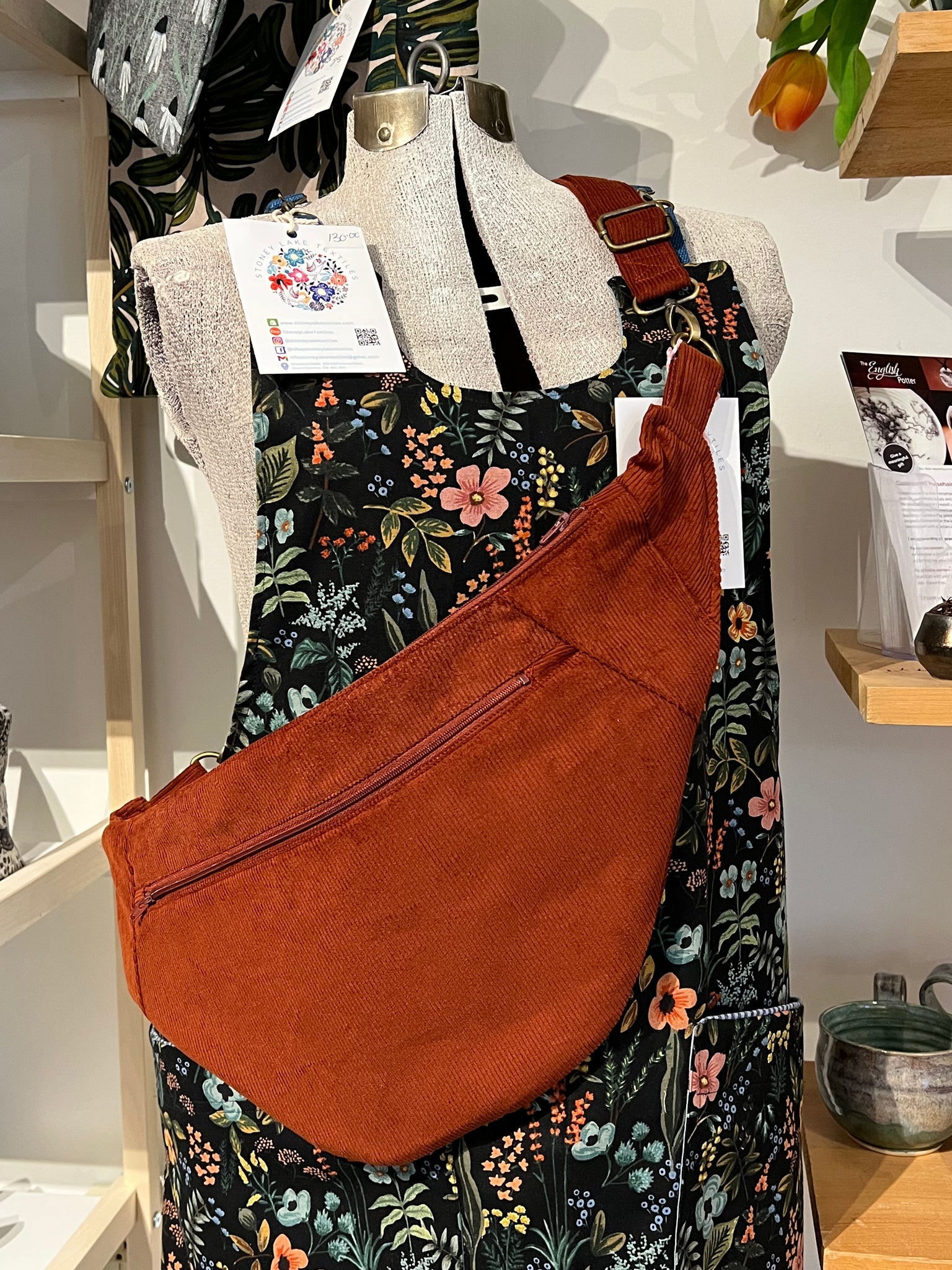 Big Sling Bag Dumpling Bag Cross Body Cotton Corduroy Brick