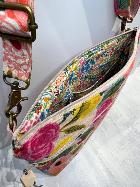Linen Canvas Cross-Body Shoulder Bag, Juliette Rose