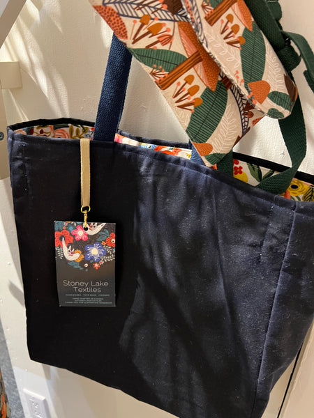 Simple Sturdy Tote Waxed Canvas Navy & Garden Party Lined