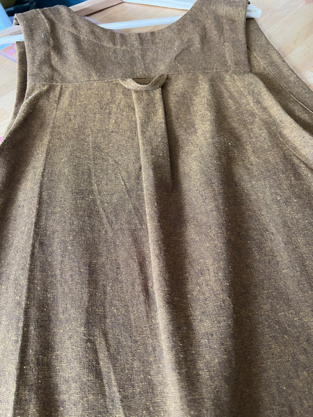 Pinafore Style Linen Dress, Maker’s Gardeners Dress with Big Pockets