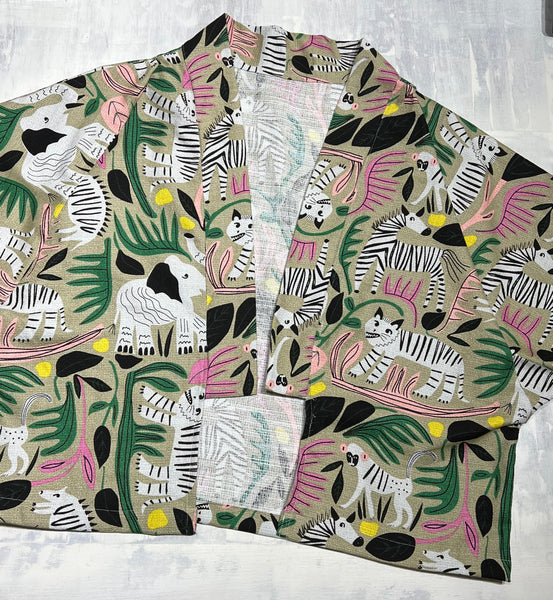 Cropped Jacket Organic Barkcloth Pattern Sample