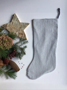 Long Linen Christmas Stocking