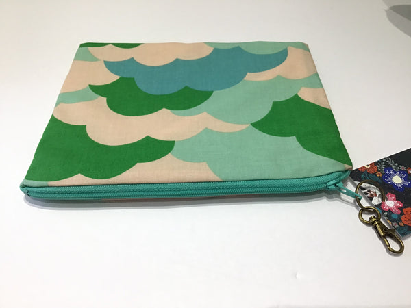 Small Flat 7X 6 inch Wet Dry Zipper Pouch, Cotton Fabric Variations Available