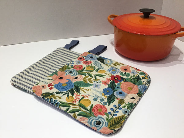 Pot Holders Set, Rifle Paper Co & Linen Quilted Hot Pad