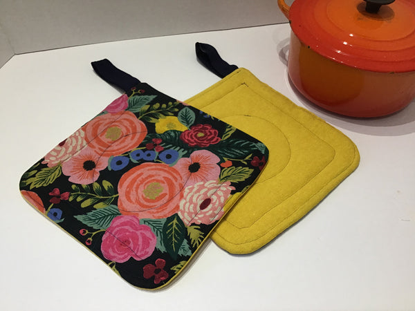 Pot Holders Set, Rifle Paper Co & Linen Quilted Hot Pad