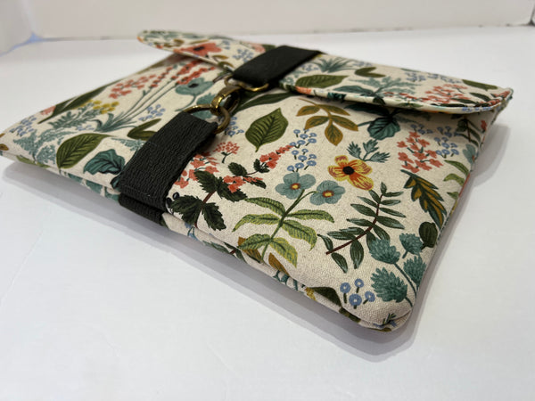 Electronics Sleeve,  Herb Garden Beige, Rifle Paper Co Linen, 11 Inch for Tablet or IPad