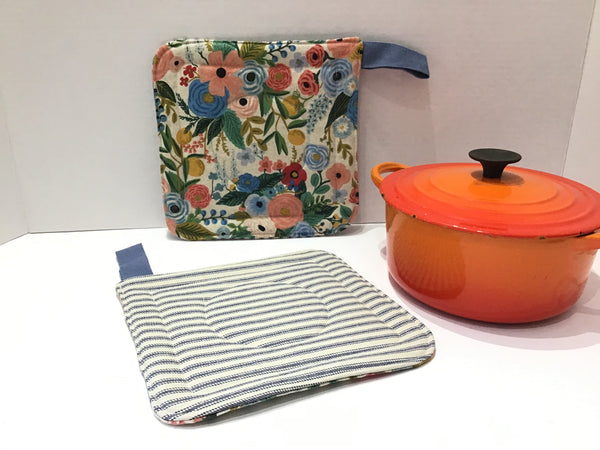 Pot Holders Set, Rifle Paper Co & Linen Quilted Hot Pad