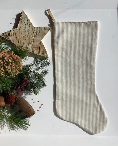 Long Linen Christmas Stocking